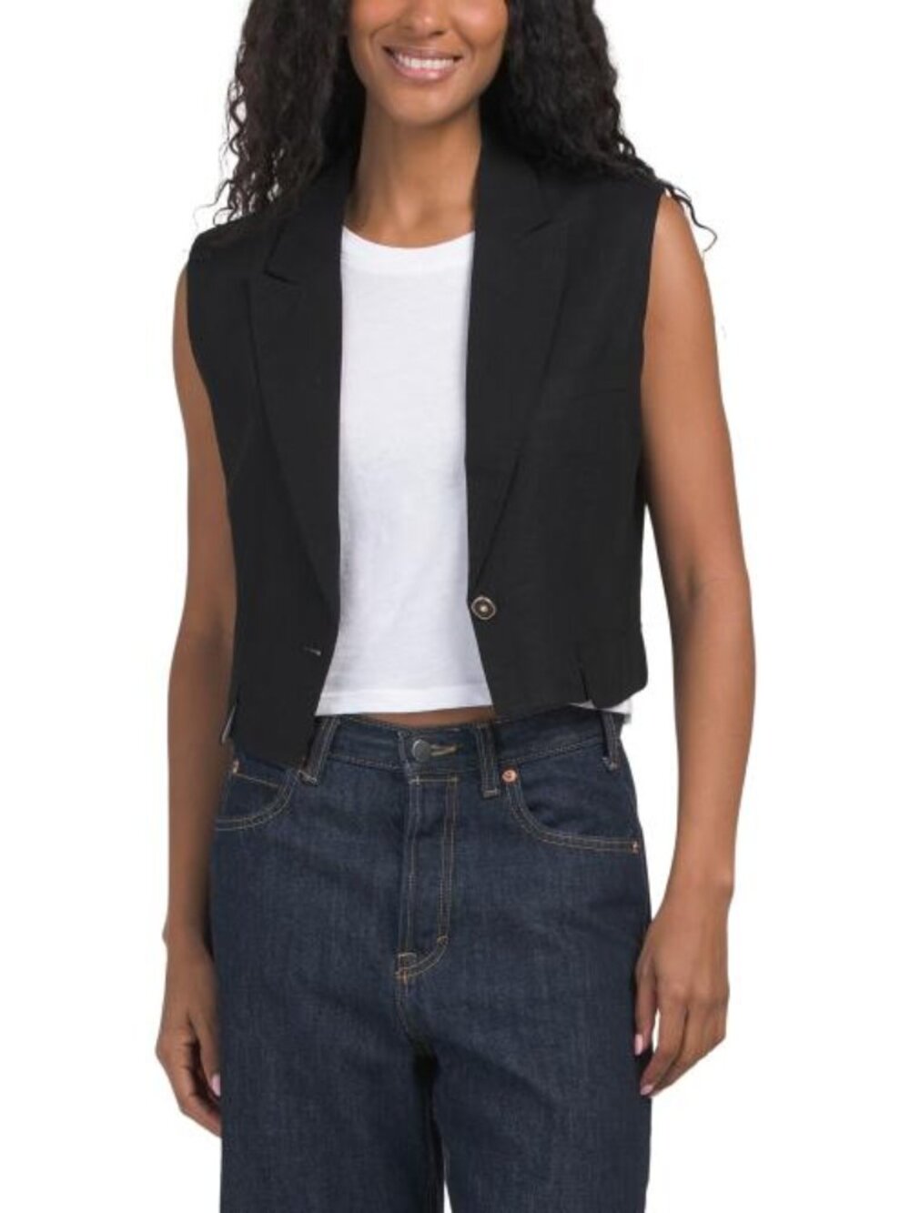 RACHEL ZOE Linen Blend Buttoned Vest